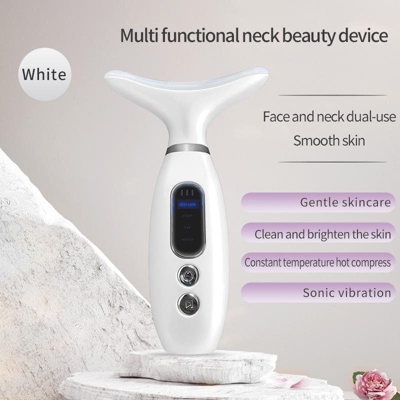 LED Cross-Neck Facial Massager: Lifting, Firming, and Hot Compress Skincare Tool for Women