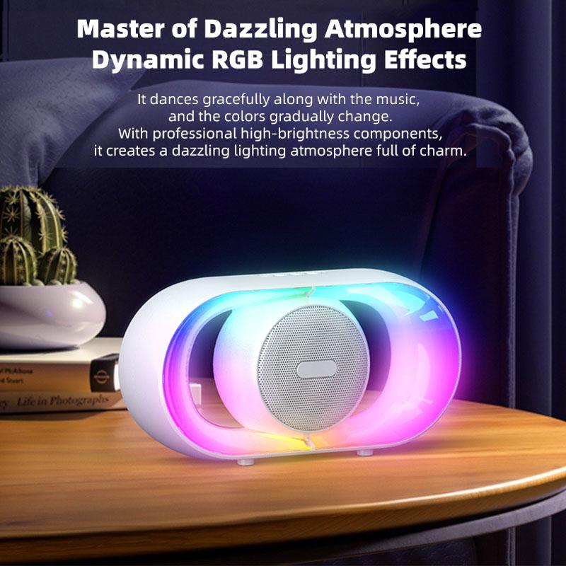 Portable Outdoor Bluetooth 5.3 Speaker RGB Atmosphere Light Shocking Subwoofer Wireless MP3 Music Player Support TF Card USB