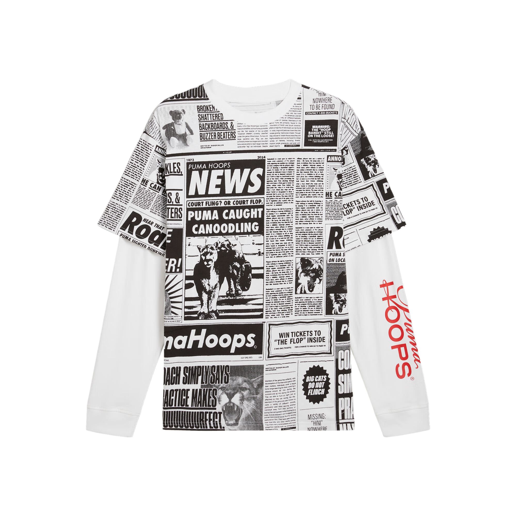 

Puma Media Day Ss25 Поддельный двухкомпонентный круглый вырез Удобная баскетбольная футболка с длинным рукавом Мужские топы 628934-01 L