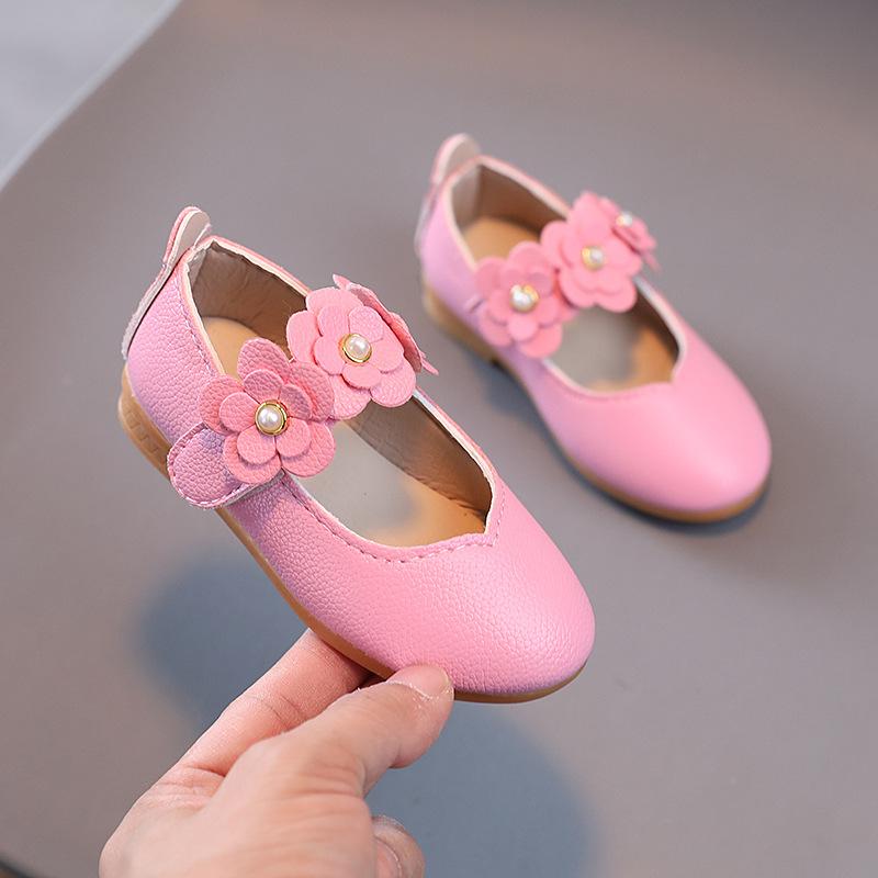Kinder-Blumen-Pumps mit weicher Sohle: Modische Prinzessinnen-Leder-Schuhe für Mädchen für Frühling/Herbst