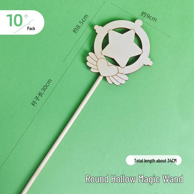 Handcrafted Wooden Fairy Wand: Stars, Moon, and Snowflake Design