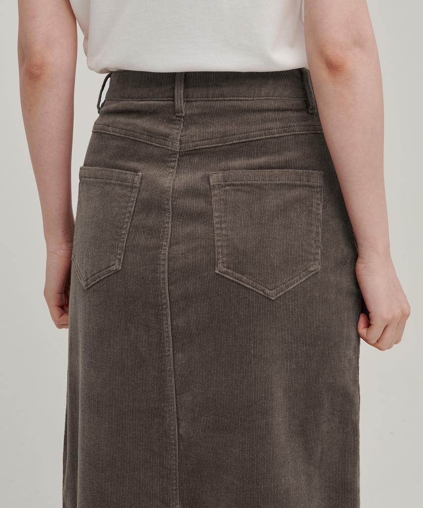 Musinsa Standard Woman Women'S Corduroy Midi Skirt [Khaki Brown]