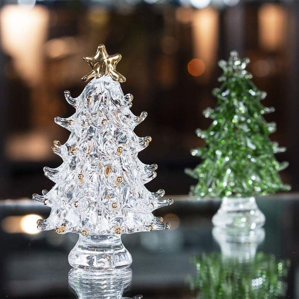 Cute Christmas Tree Miniature 3D Tree Statue Beautiful Crystal Tree Figurine Home Decor