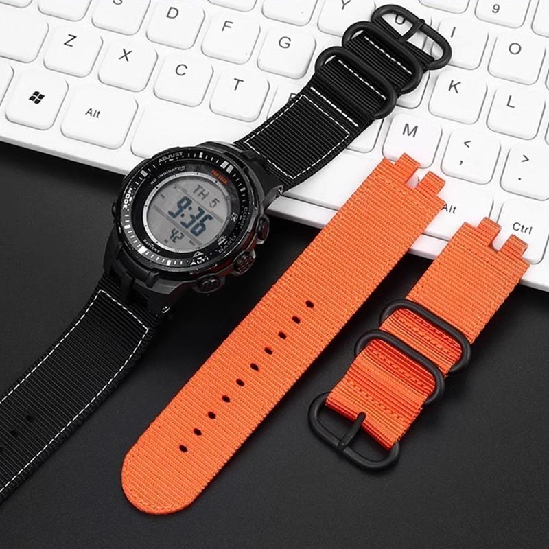 Cinturino da Orologio in Nylon ONENylon per Casio PROTREK PRW 3100 Modificato PRW3000 PRW3100 PRW6000 PRW-6100Y Braccialetto in Tela Polsino con StrumentiMN