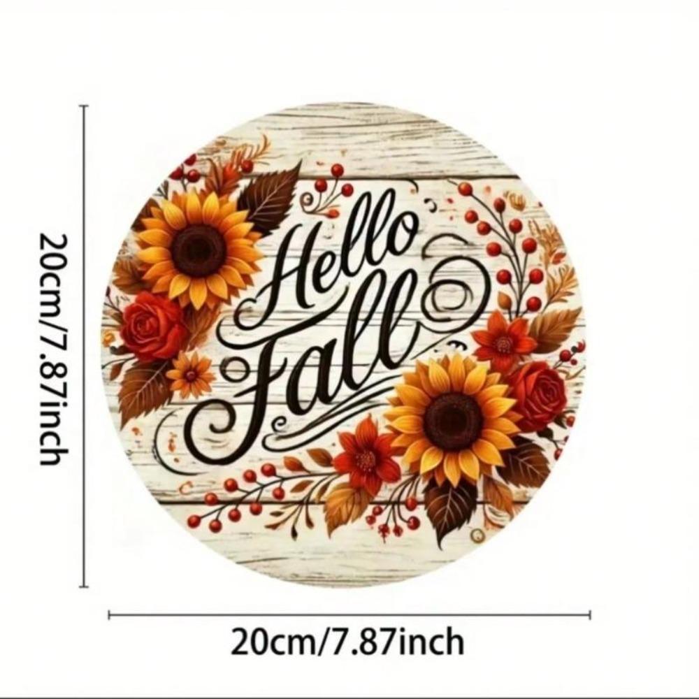 Hello Fall Metal Sign Sunflower Autumn Leaves Wall Decor Rustic 2D Iron Art Home Bar Cafe Kitchen Gift