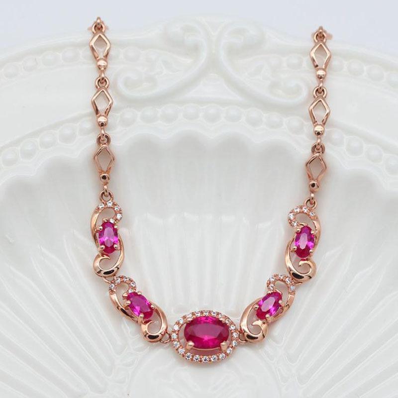 Rose Gold Plated Simple French Red Garnet Bracelet Premium Pure Purple Gold Women'S Bracelet