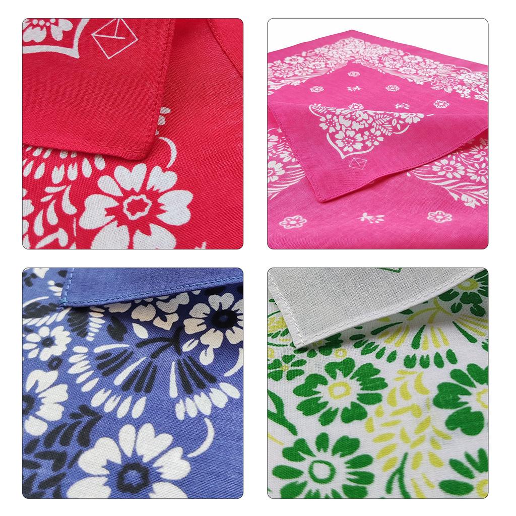 Flower Pattern Bandannas for Adult Fashion Square Kerchief Motorcycling Headscarf Street Dance Headwrap Sport Bandanas
