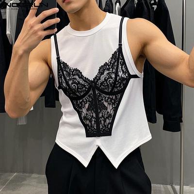 Sommer Herren O-Ausschnitt Ärmellos Spaßdruck Lässige Schlitze Tanktops
