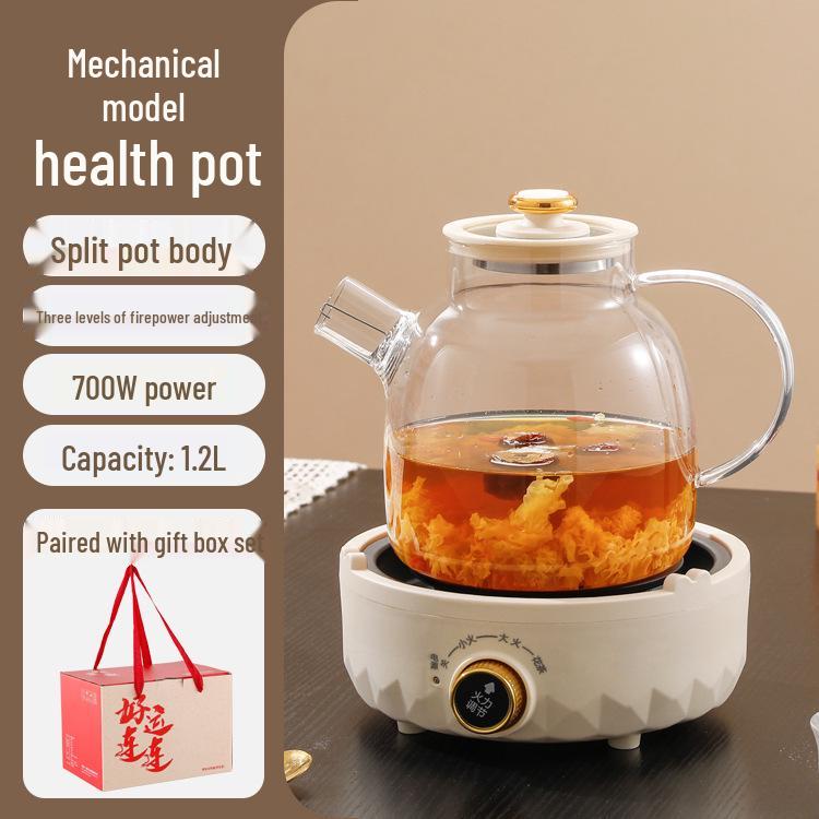 Multifunctional Automatic Glass Flower Tea Pot for Home or Office Split Health Pot [Gift Box]