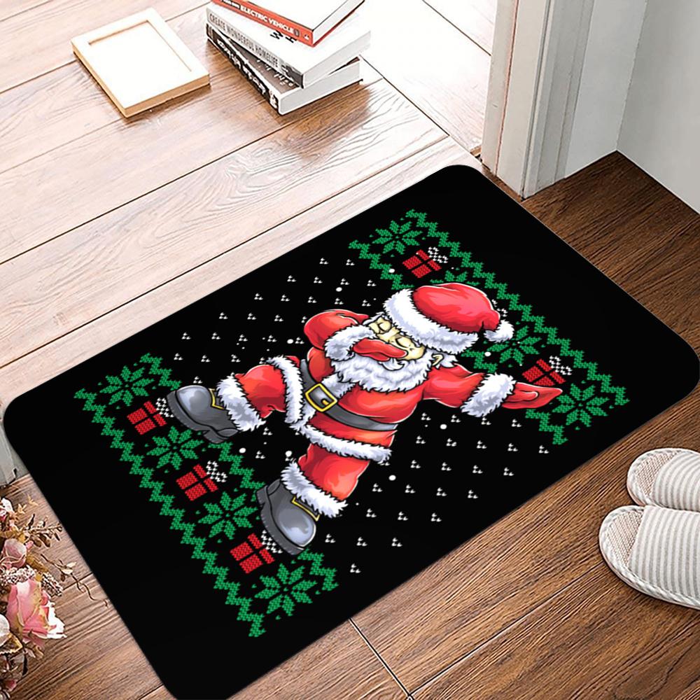 Santa Claus Christmas Area Rug Carpet Funny Style Doormat Living Room Indoor Outdoor Mat Anti-Slip Kitchen Garden Decor Bathroom