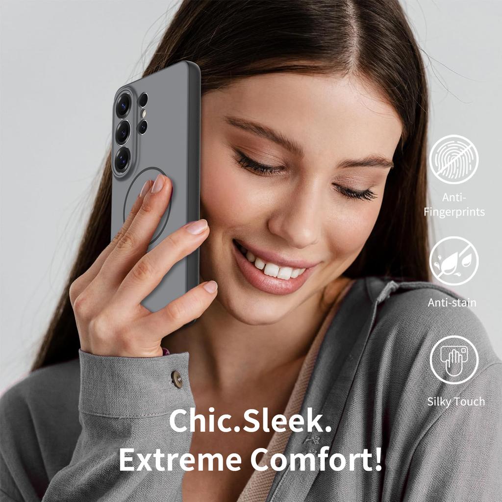 Suitable for Galaxy S25Edge Anti-drop Skin Feeling Mobile Phone Case Magnetic Suction S26Ultra Fine Hole Protective Case