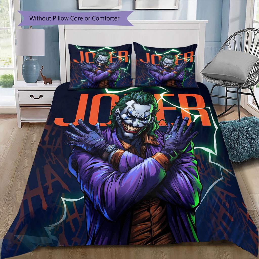 Text Background Clown Bedding Set, 1 Duvet Cover & 2 Pillowcases, Suitable for Home, Ideal Gift for Fans