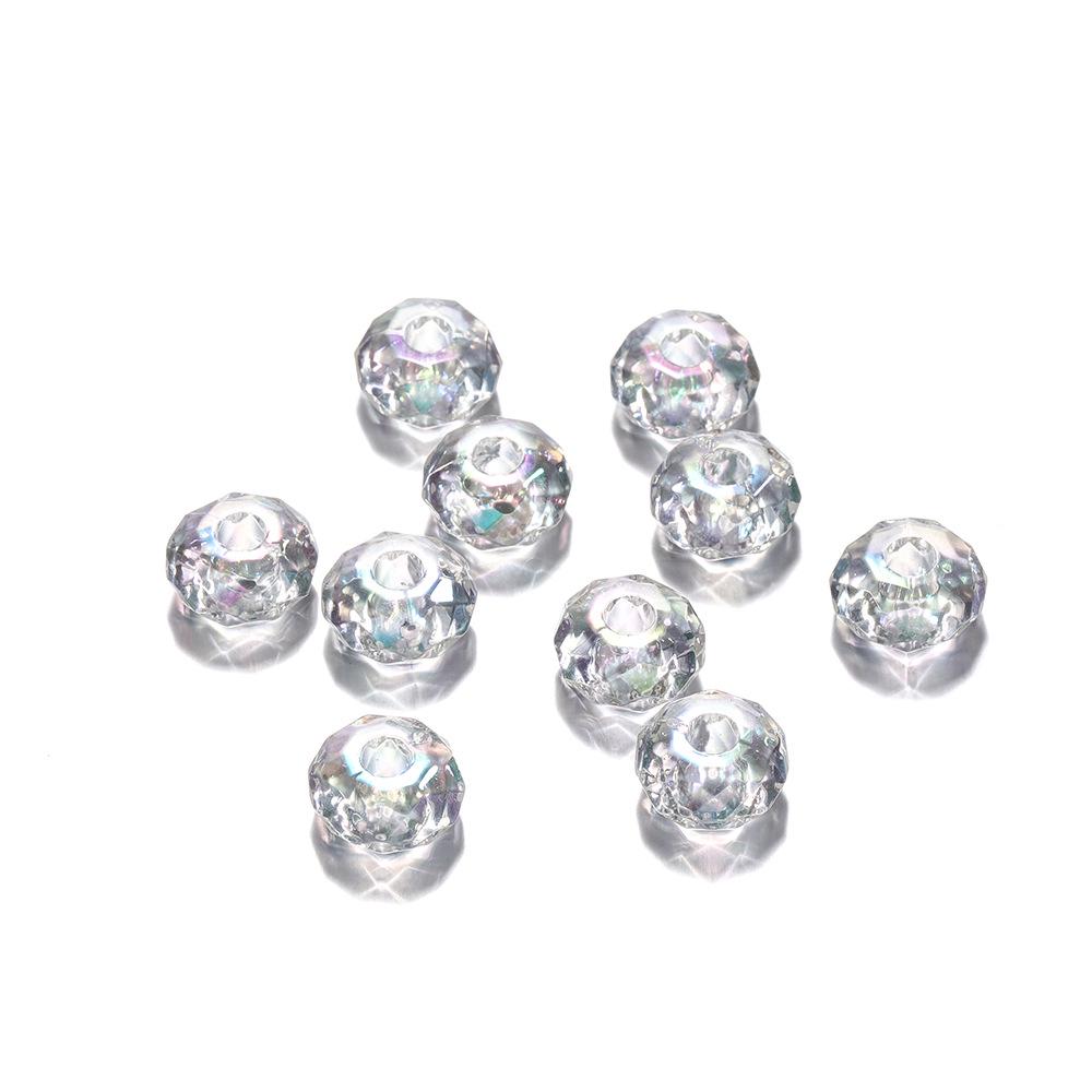 Cuentas Acrílicas Coloridas DIY de 14 mm - Espaciador Ábaco de Agujero Grande para Cadenas de Teléfono, Accesorios para el Cabello y Collares