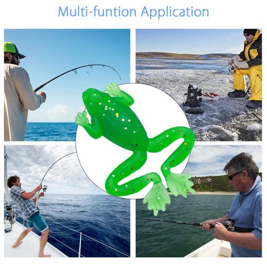 5 Stück leuchtender Frosch-Softbait, 2,7 g/5,5 cm, realistische Form, künstlicher Silikon-Froschköder mit Haken, natürlicher Schwimmstil-Köder