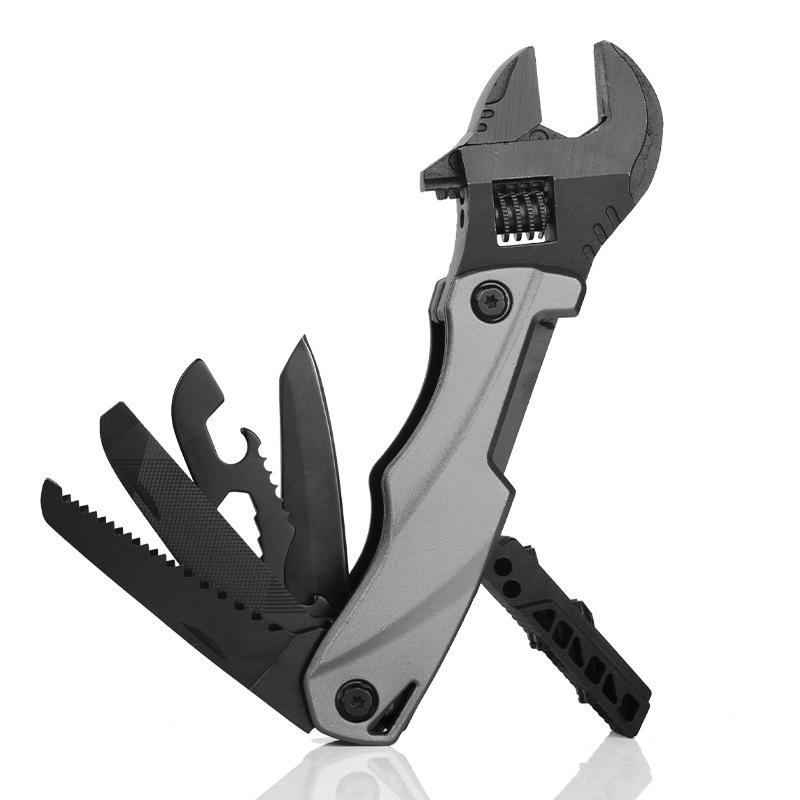 Outdoor Camping Multifunctional Wrench Pliers, Multi-purpose Adjustable Wrench, Folding Knife Saw, EDC Wrench Combination Tool, 12 In 1