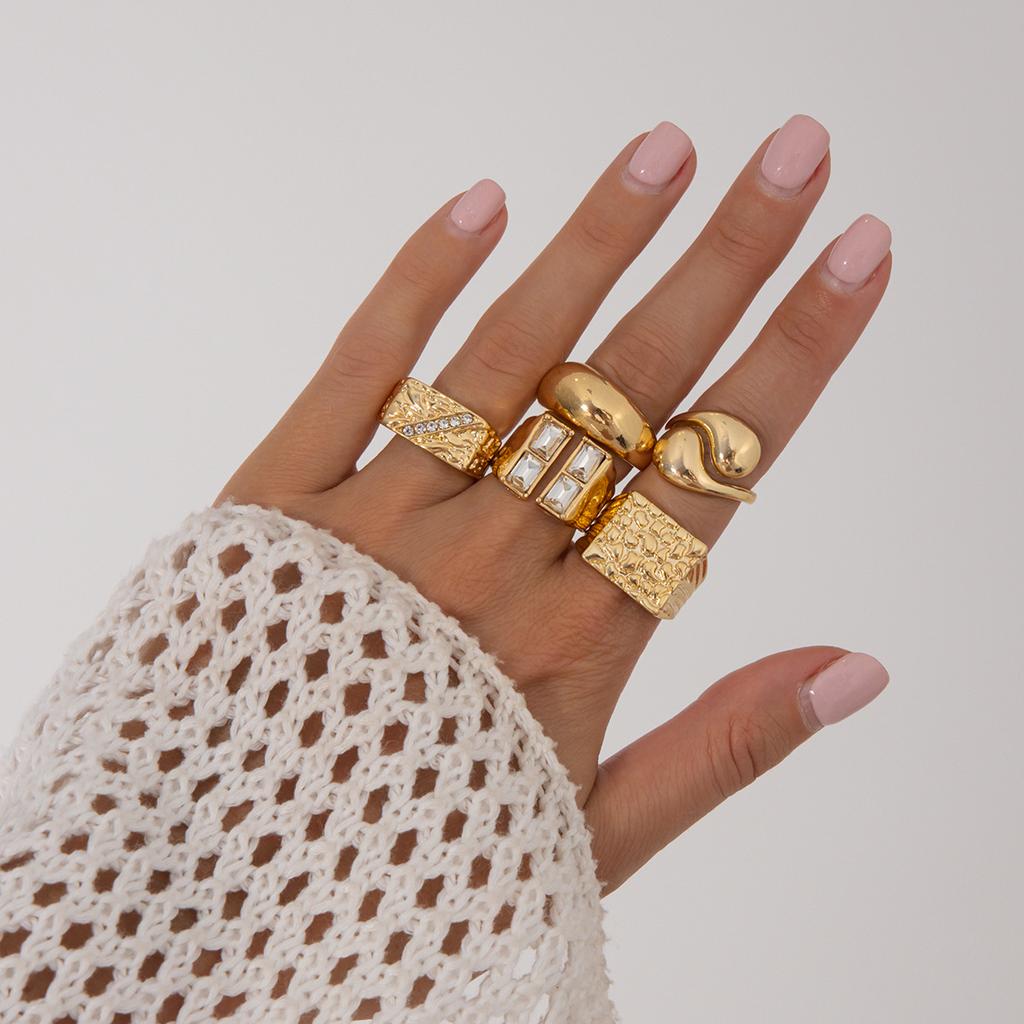 Creative Open Ring Set for Women Wedding Jewelry Trendy Elegant Gold Color Punk Vintage Geometric Adjustable Finger Rings