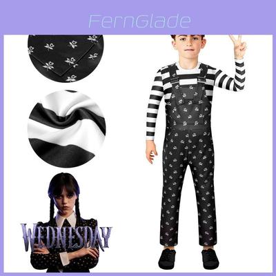 Mittwoch Addams Cosplay Kostüme Jungen Mädchen Kinder Overalls Halloween Weihnachtsfeier