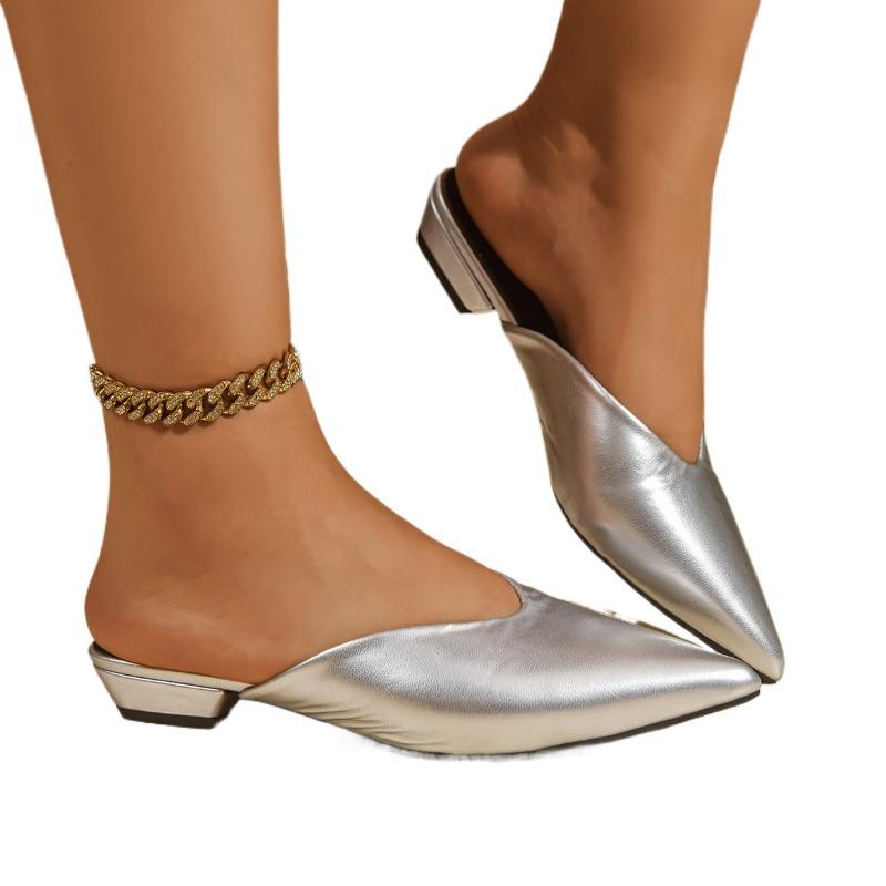 Fashion Women Pointed Toe Heeled Shoes Mules Sexy Fashion Slippers 2025 New Autumn Party Luxury Slingback Shoes Woman Flip Flops Zapatos