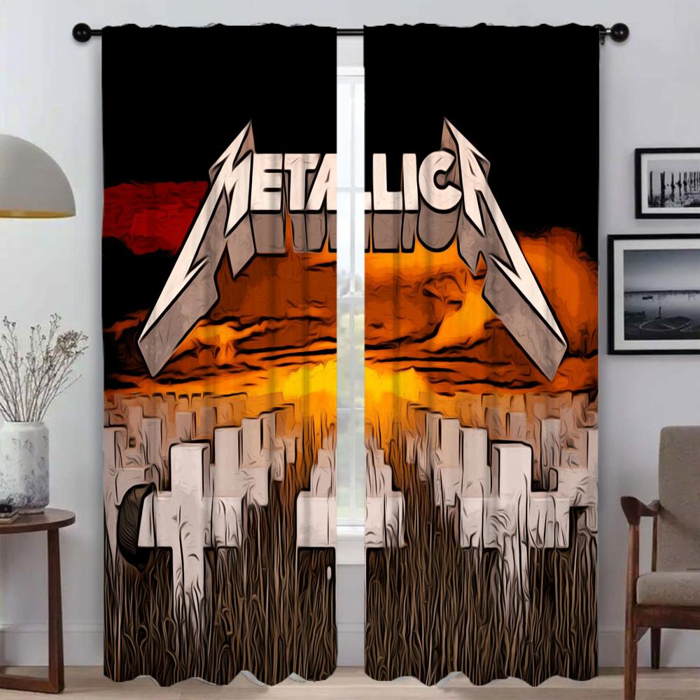 Partition M-MetallicaS Modern Living Room Curtains 2 Pieces Curtains for Bedroom Halloween Decoration Window Curtain Shades Home
