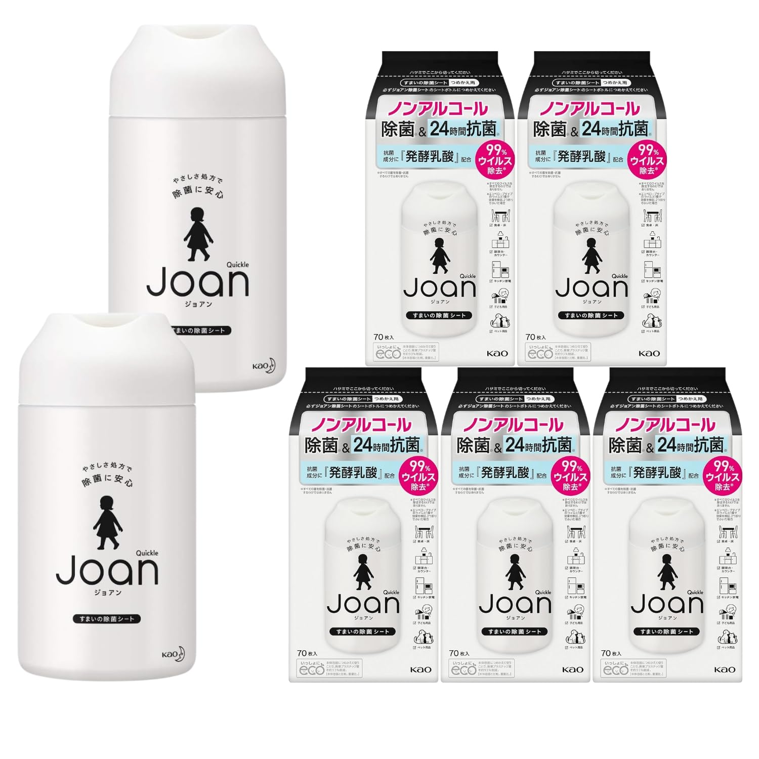 

Kao Quickle Joan Disinfecting Unscented Wet Made in 70 pieces 70 2 pieces 5 set 8LINK Sheets, Non-alcoholic, Tissues, Japan, + refills, + refills,