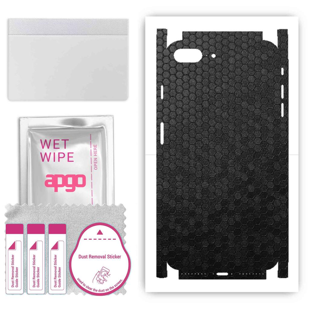 apgo Protective Skin Sticker for the back+sides compatible with Apple iPhone 8 Plus, Full Wrap Film, Foil, Vinyl - Pattern Black Honeycomb