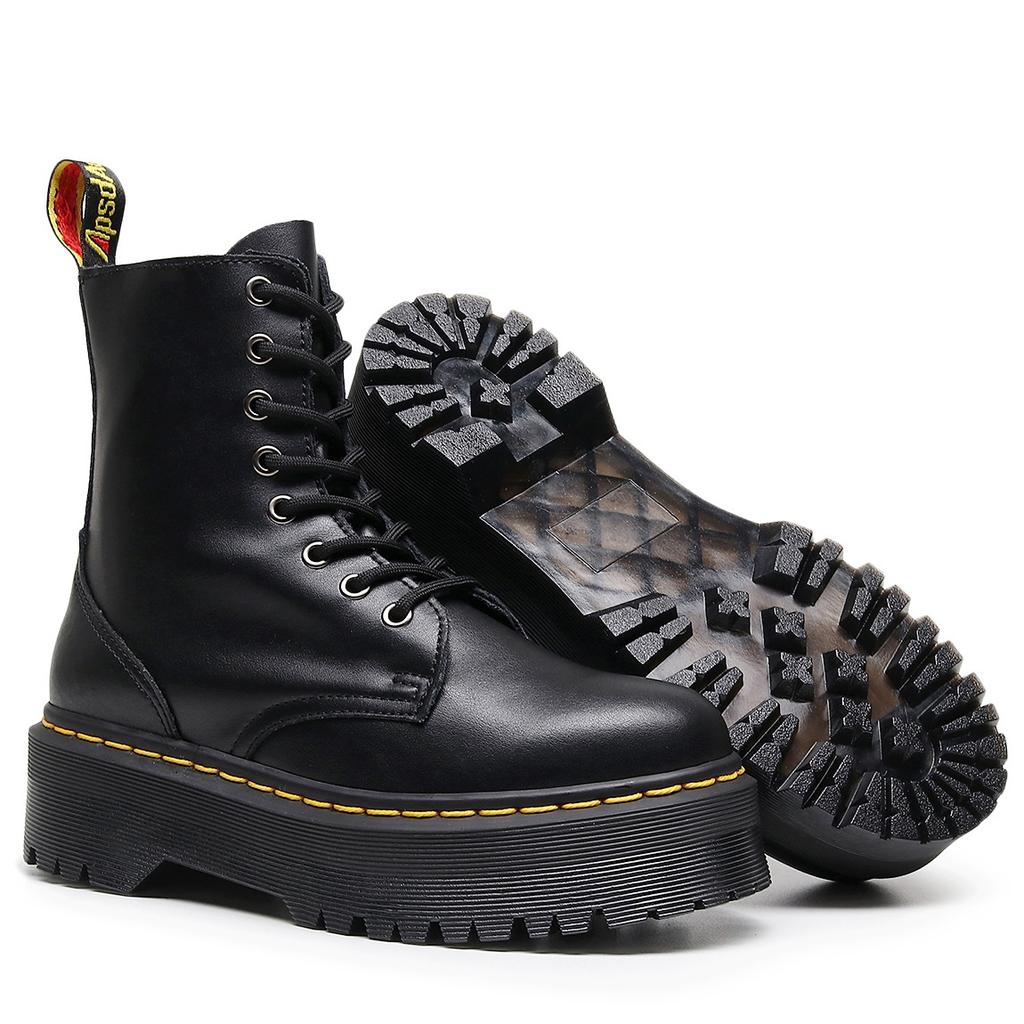 Μπότες ατμομηχανής 8 τρυπών με χοντρή σόλα 1460 με πλαϊνό φερμουάρ Βρετανικές γυναικείες κοντές μπότες σόλα "muffin" μαλακό δέρμα μπότες εργασίας