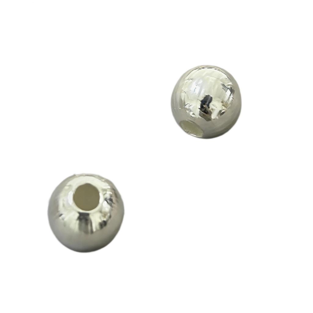 S925 Sterling Silver 3D Round Faceted Beads for DIY Jewelry Accessories