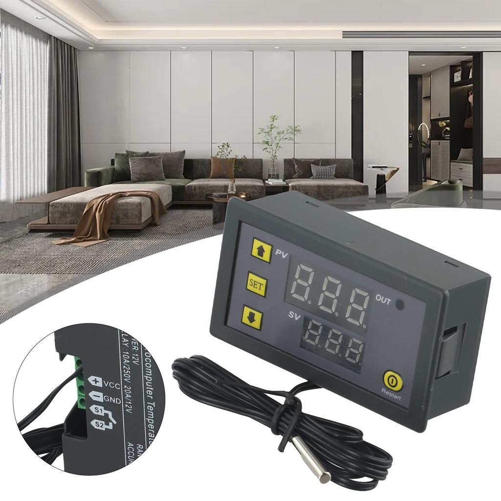 Reliable Temperature Controller Thermostat Meter with Temp Sensor Switch Regulator Cooling/Heating Mode 20A Relay