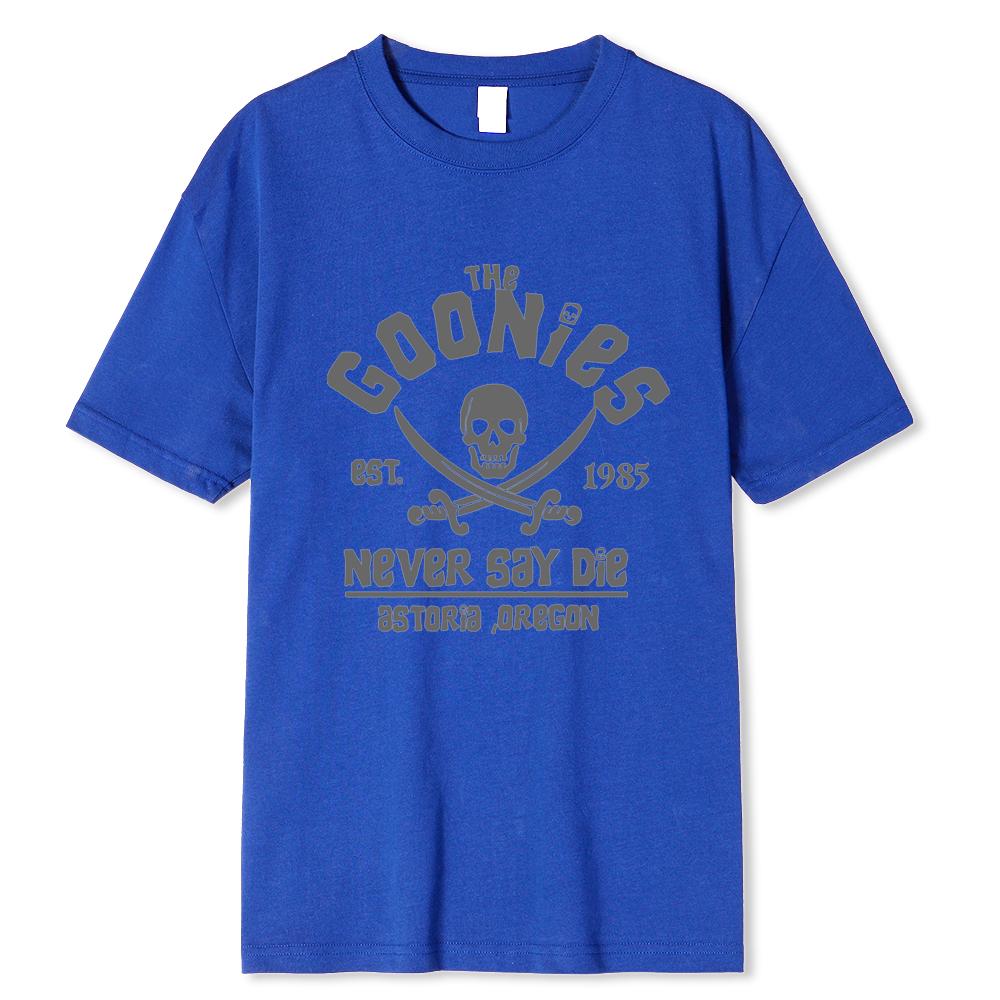 Herren-T-Shirt „The Goonies Never Say Die“ aus Baumwolle, lustige kurzärmelige T-Shirts mit Rundhalsausschnitt, T-Shirts für Erwachsene, übergroß, atmungsaktiv