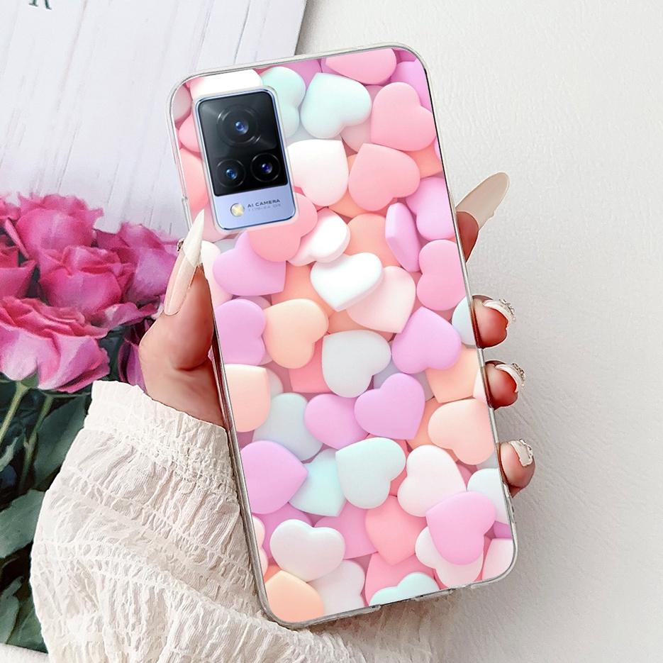 For Vivo V21 4G Case V2066 V2108 New Luxury Flowers Painted Cover Soft Slim Phone Case For Vivo V21e V2061 V 21 VivoV21 e Fundas