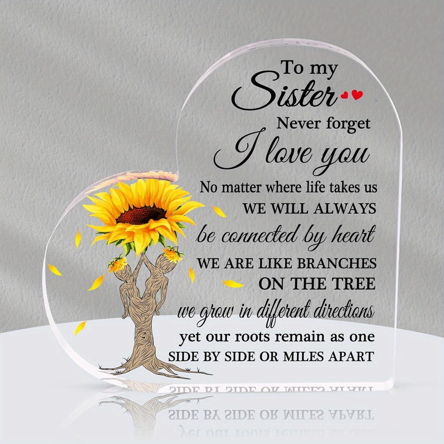 

Sunflower Sister Heart - 5.1x5.1 Inch Birthday Plaque & Paperweight Gift чистый