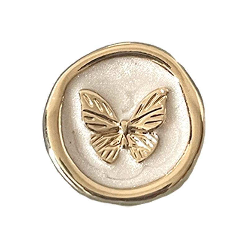 Retro-Stil Schmetterling Metallknöpfe Silbernes Pulver Runde Knöpfe Anzugjacke Oberteil Wollmantel Formelle Knöpfe