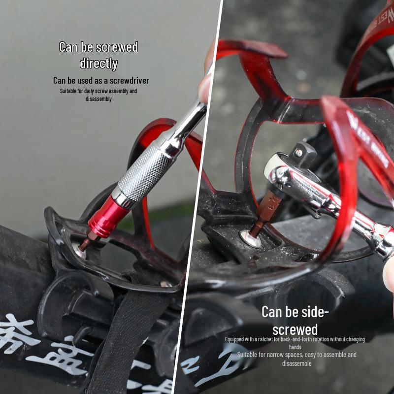 Dual-Ended High Torque Mini Ratchet Screwdriver with Knurled Grip.