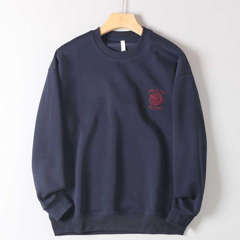 American-Style Casual Indian Embroidered Round-Neck Pullover Sweatshirt, Export Surplus Vintage Loose Long-Sleeve Jacket for Men