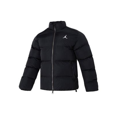Solid Color Logo Stand Collar Long Sleeve Cotton Jacket Men Jacket Black FB7332-010