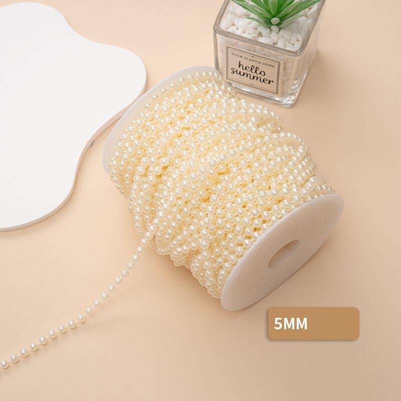 5M Artificial Imitation Pearl Round Beads Chain Wedding Flower Home Decoration DIY Wedding Bridal Bouquet Flower Decor