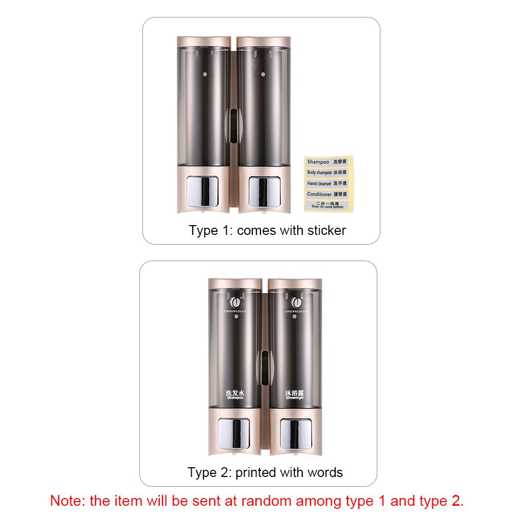 Manual Hand Soap Dispenser Wall Mount Double Liquid Shampoo Shower Gel Dispenser Hand Cleanser Washroom Lotion