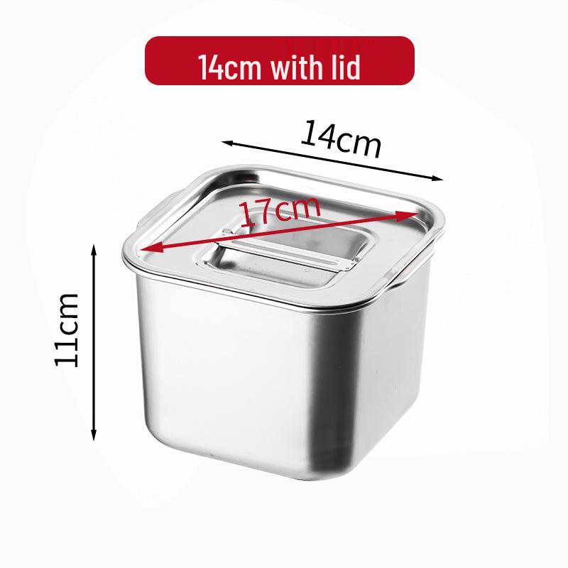 304 Stainless Steel Square Jam Bowl with Lid - Commercial Kitchen Seasoning and Sauce Container.