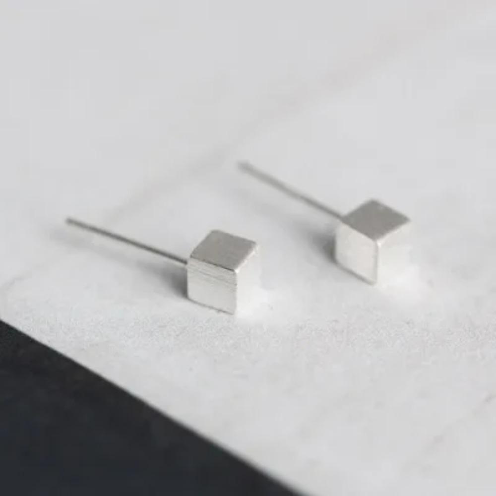 Silver Plated Korean Style Stud Earrings for Women Creative Ear Hole Design Allergy Free Fine Jewelry Accessories