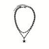 European and American Decoration Halloween Dark Women's Handmade Chain Beaded Necklace Simple Collarbone Chain Black Neck Chain