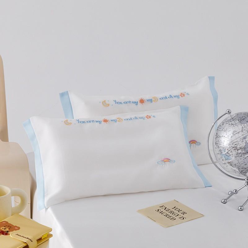 Soft Tencel Kids Pillowcase Cartoon Print Bedding Single Piece Children