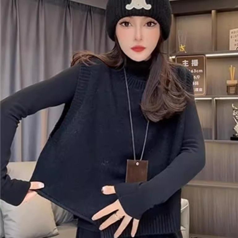 Europäisches Design unregelmäßiger kurzer Strickweste Damen Herbst Winter neue Mode lockerer vielseitiger Pullover