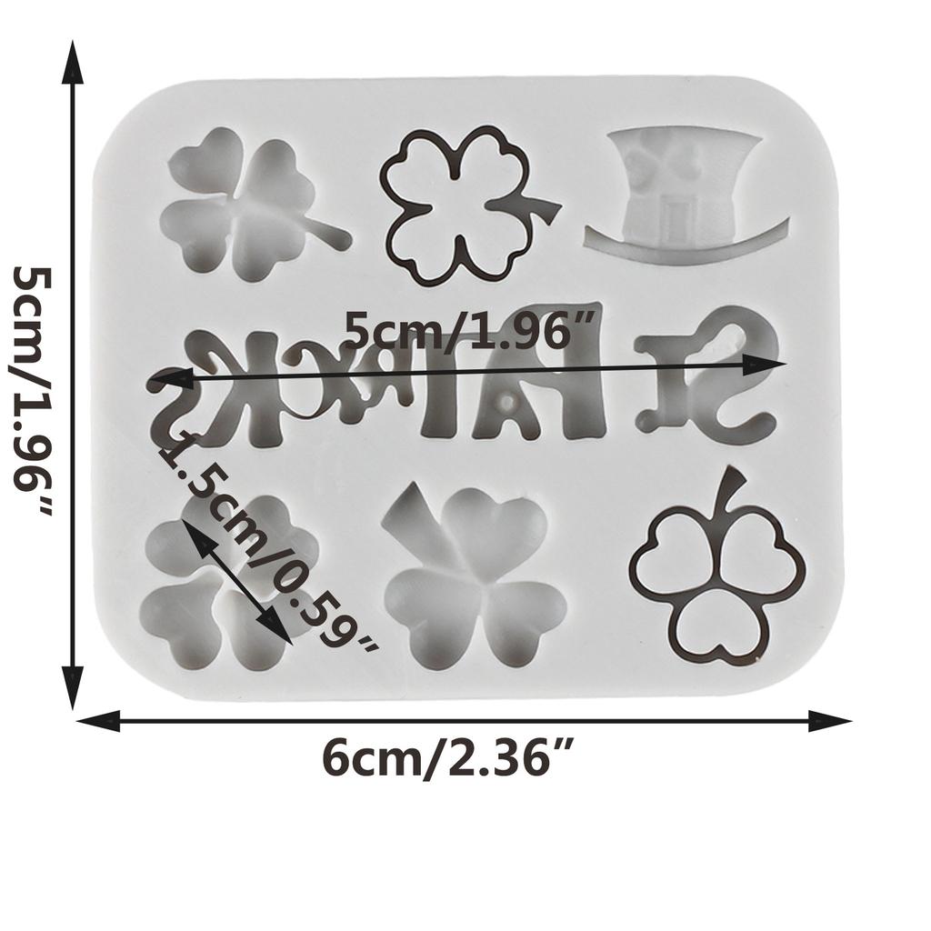 St. Patrick's Day Fondant Mould Shamrock Silicone Moulds Four Leaf Clover Hat Horse Shoes Mould Cake Decorating Candy Chocolate Gumpaste Polymer Clay