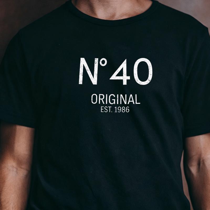 Vintage Distressed No 40 Est 1986 Graphic T Shirt Unisex 40th Birthday Casual Short Sleeve Street Tee