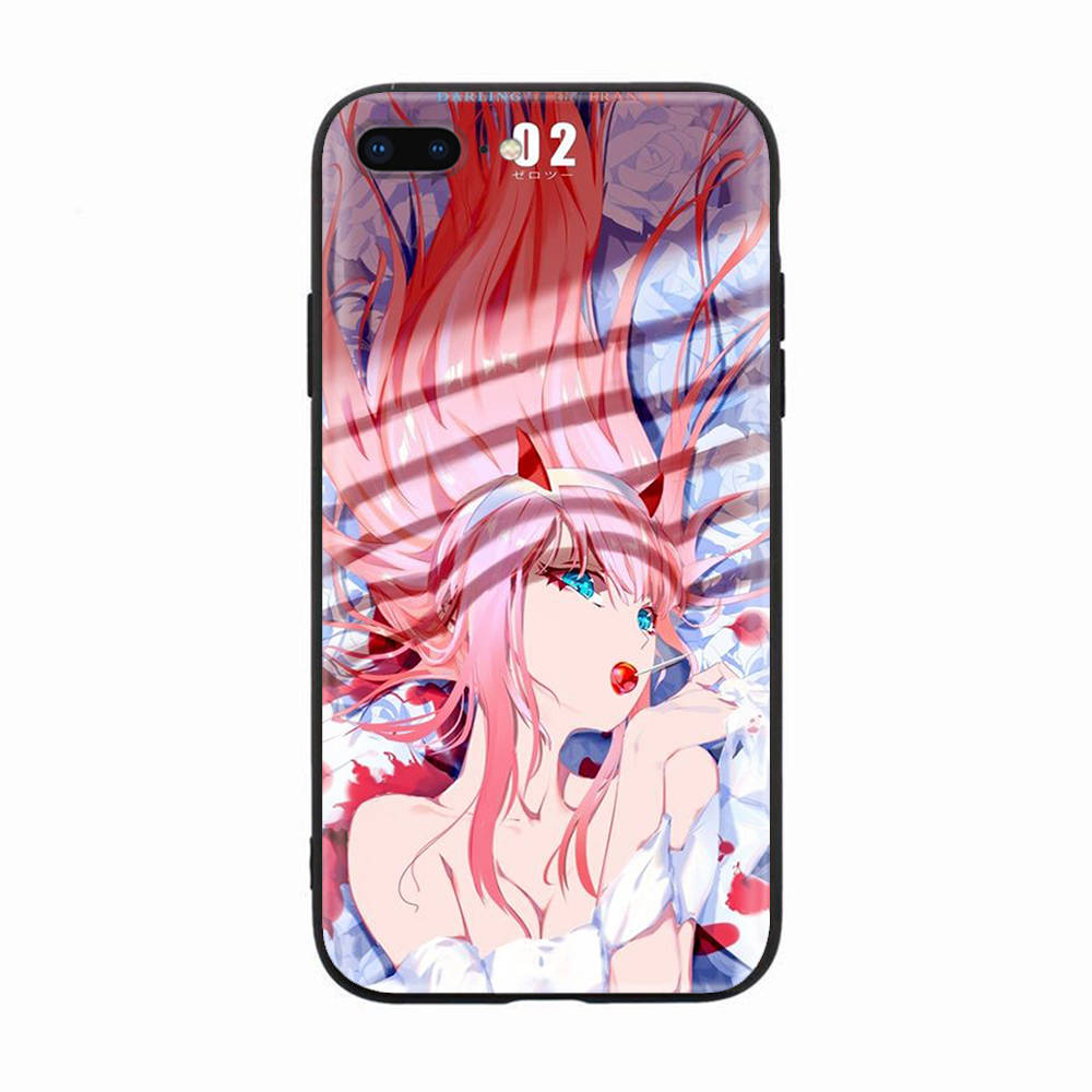 Černé pouzdro pro Xiaomi Redmi 13C Note 9 iPhone XR 7 8 14 15 11 12 13 X XS Pro Max Samsung A25 S23 S24 FE Ultra Plus Darling in the FranXX