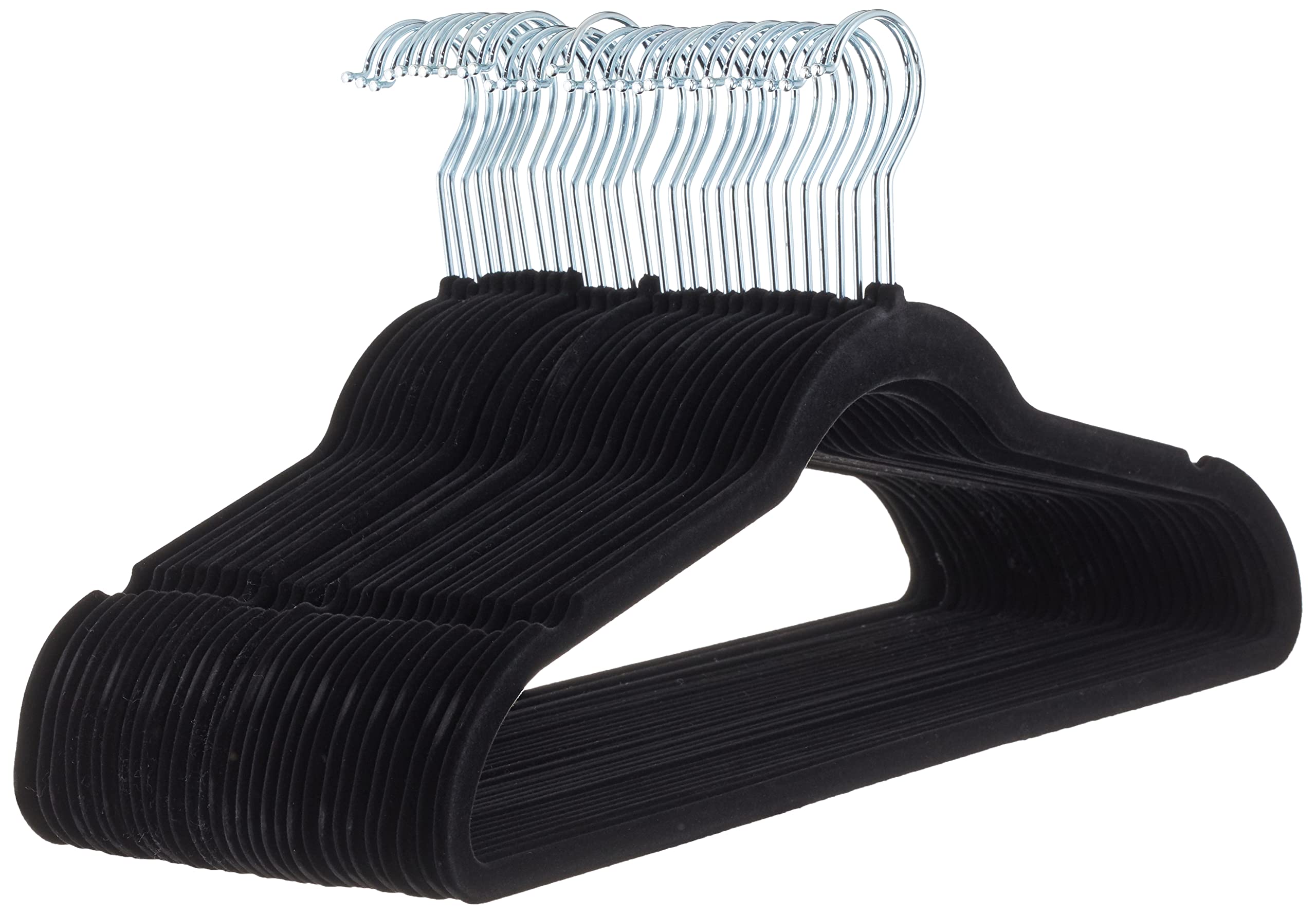 

Amazon Basics 30-Piece Set of Non-Slip, Stiff, Velvet Hangers, Black