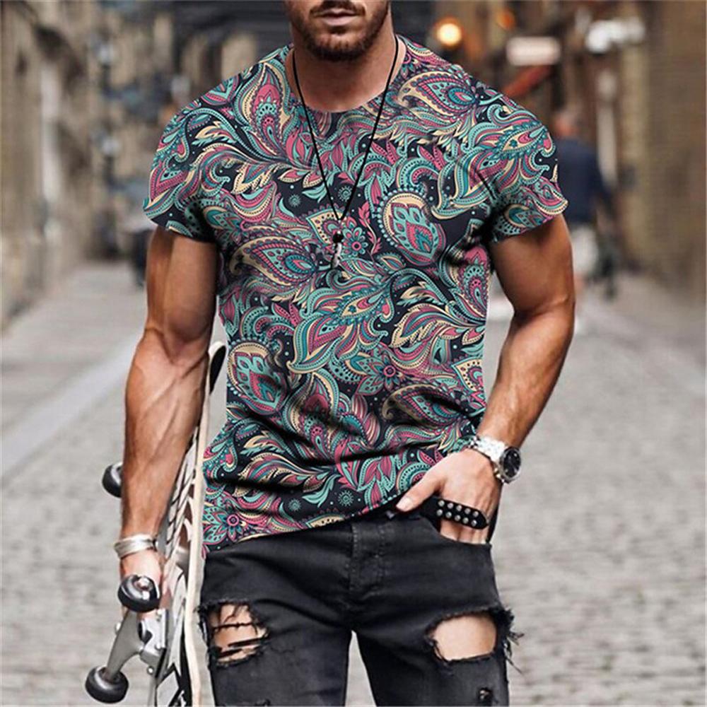 2024 Men's Vintage Clock Print T-Shirt Men's Street Casual Wear Men's Summer Fashion Top Men's Sports Sweat Wicks Short Sleeve
