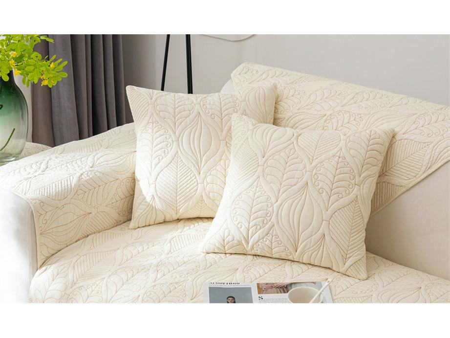 Cotton Quilted Non-Slip Leaf Sofa Cushion for All Seasons