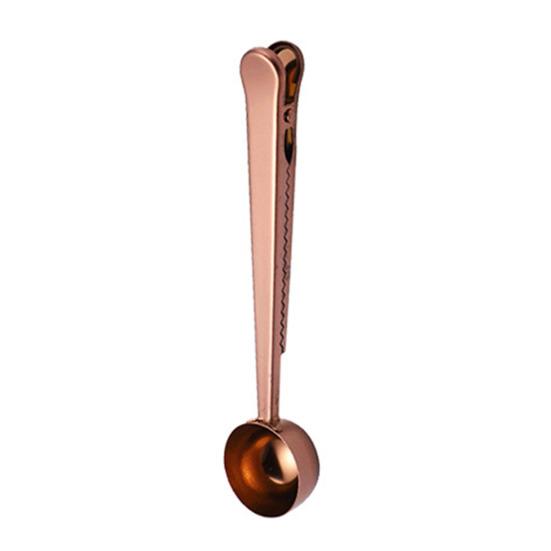 2-in-1 Stainless Steel Coffee Scoop Bag Sealer Measuring Spoon with Built-In Clip Rust-Proof Dishwasher Safe Kitchen Essential for Coffee Milk Powder