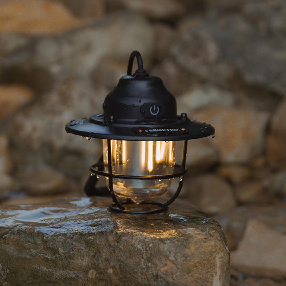 Led Camping Lamp 1Two00Mah Emergency Light Lantern Stepless Dimming Vintage Atmosphere Chandelier Type C Charging For Fishing Hiking